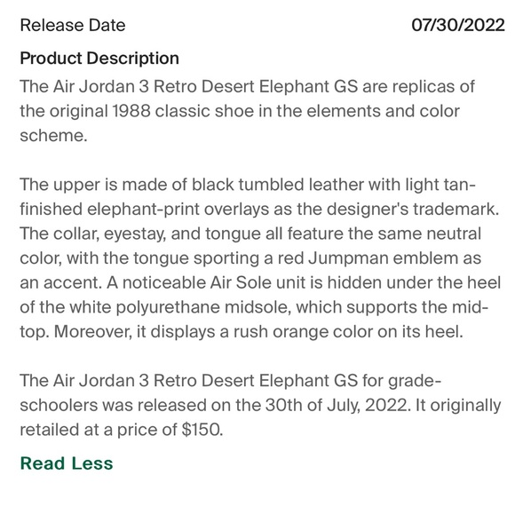 Jordan 3 Retro Desert Elephant size 5.5 big boy - Picture 9 of 9